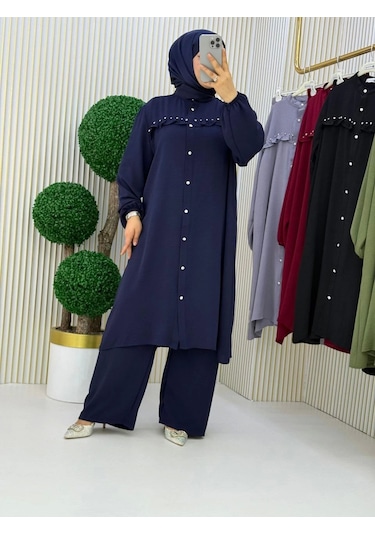 Alt-üst Aerobin Ön Taş Detaylı Takım / T105 - Lacivert Lacivert