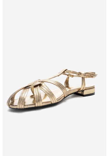 Luvishoes Rosse Altın Simli Kadın Sandalet Altın