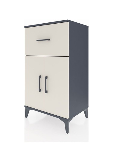 Hyperion Komodin Tek Raflı Tek Çekmeceli 2 Kapaklı 60x44x106 ... Antrasit