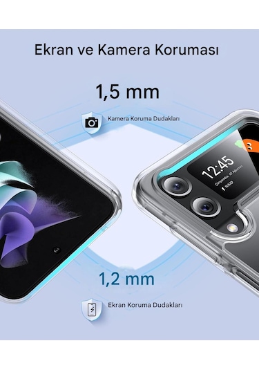 Samsung Uyumlu Z Flip 4 Şeffaf Magsafe Kılıf Safe Şeffaf