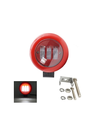 Sis Lambası Yuvarlak Off Road Spot 3 Led Kırmızı Çerçeveli