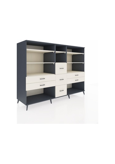 Kronos Dolap 8 Raflı 7 Çekmeceli 220x59x163 Antrasit-aytaşı Antrasit-aytaşı