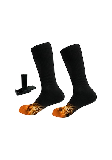 Youmex Kışlık Dış Etkinlikler İçin Isıtıcı Çorap - Kayak, Yürüyüş, Kamp İçin Isı Sağlar, Pil Kutusuyla Pil Yok - Kalın Pamuk, Konforlu Siyah