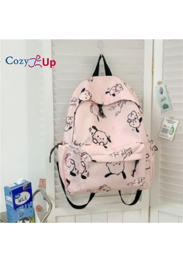 Pembe Ortaokul Ve Lise Öğrencileri İçin Cozy Up Kadın Minimalist Baskılı Sırt Çantası, Graffiti Günlük Sırt Çantası Pembe