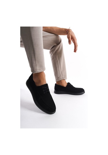 Mubiano Mbsrgn105-s Siyah Süet Erkek Bağcıklı Loafer Siyah
