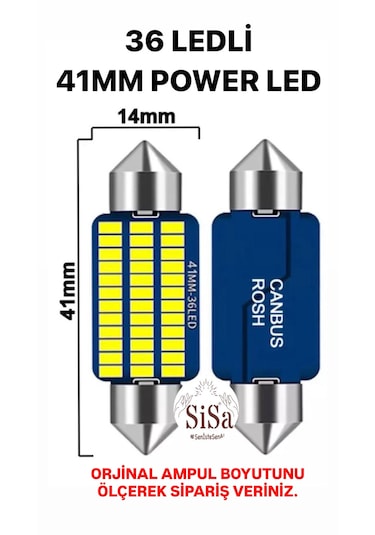 41mm Sofit Led C5w Canbus Tavan Plaka Ampul 1 Takım