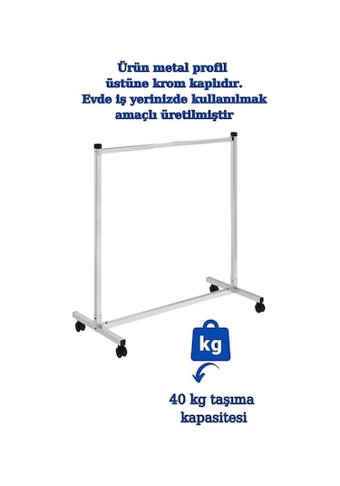 Ev Tipi Ekonomik Kıyafet Askısı Tekerlekli Askılık Orta Stant Metal