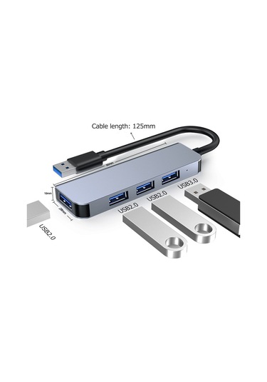 Samdoo 4'lü Usb Hub: 1 Adet Usb 3.0 5gbps + 3 Adet Usb 2.0 480mbps , Alüminyum Gövde, Hızlı Veri Transferi