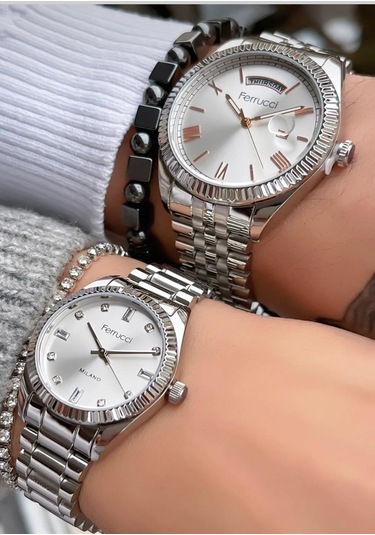 Ferrucci Fc80547 Silver Renk Çelik Sevgili Çift Kol Saati