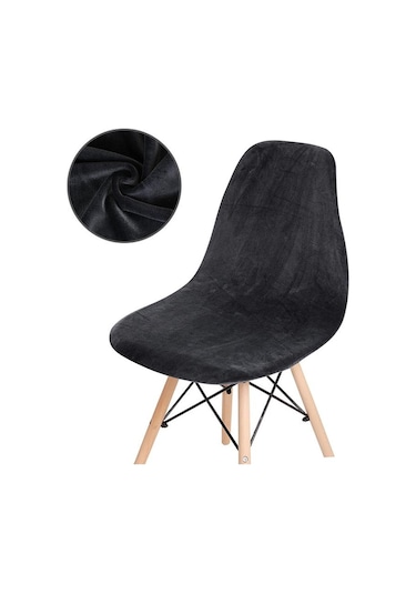 1 /2 /4 /6 Parça Kadife Düz Sandalye Kılıfları Kolsuz Kabuk Sandalye Kılıfı Düğün Yemek Odası Ofis Ziyafet Otel Koyu Gri