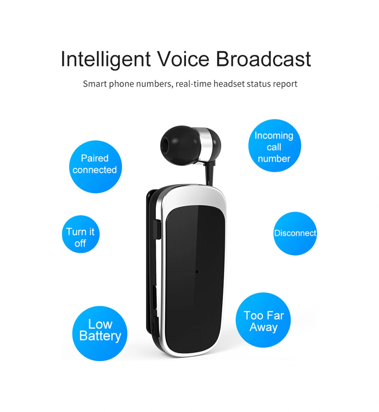 Moveevo K52 Kolye Tipi İçulaşır Bluetooth Kulaklık - Uzun Pil Ömrü, Gürültü Engelleme Ve Çift Cihaz Bağlantısı Gümüş Kablosuz Kulaklık Model K52bt