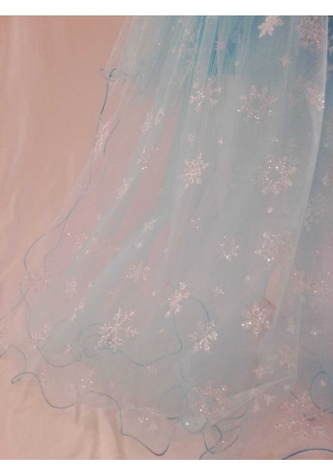Kız Çocuk Mavi Frozen Elsa Kostüm Elbise Mavi