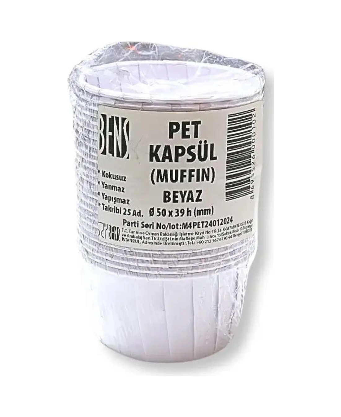 Kek Kağıdı Kapsül Pet Beyaz 25 Li Beyaz