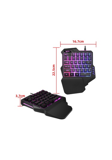 Xindoker "35 Tuşlu Renkli Aydınlatmalı Tek Elle Oyun Klavyesi - Usb Bağlantılı Ve Makro Kayıt Özellikli"
