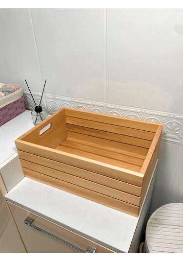 Masif Ahşap Sandık - Büyük Boy Saklama Depolama Ve Düzenleme Için Tahta Kutu Çok Amaçlı Organizer - Big Wooden Box Ahşap