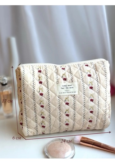 Gresna Çiçek Desenli Büyük Kadın Kumaş Makyaj Çantası 274111271