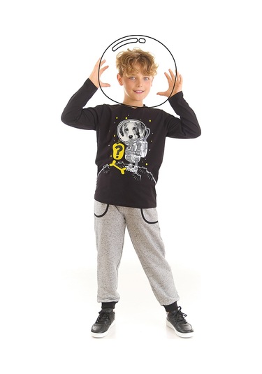 Denokids Astronot Köpek Erkek Çocuk T-shirt Pantolon Takım Çok Renkli