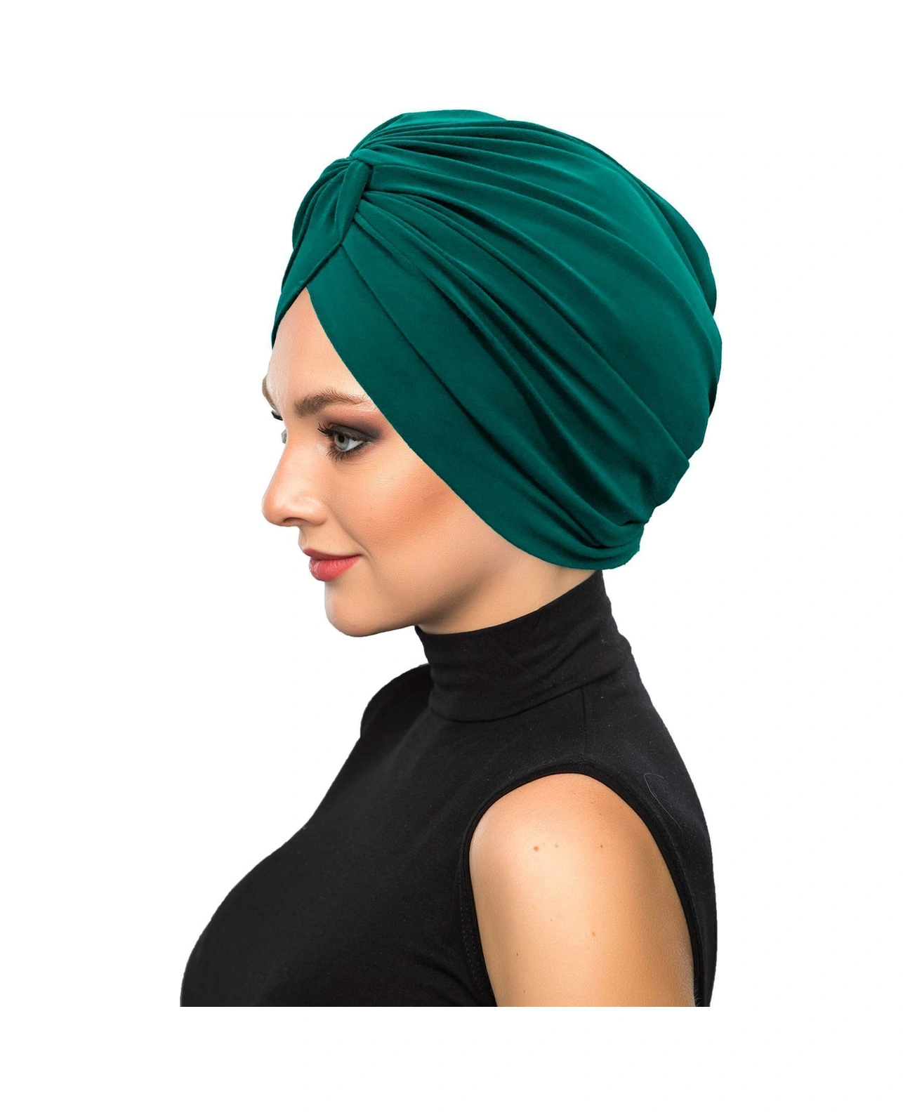 Çapraz Kancalı Yeşil Hazır Türban Tesettür Dış Ve Havuz Bonesi Hürrem
