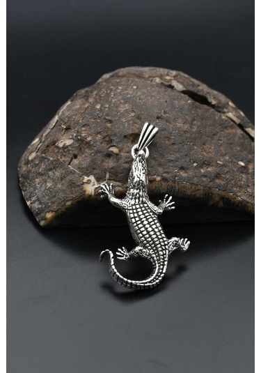 Timsah Figürlü Kolye Ucu 925 Ayar Gümüş