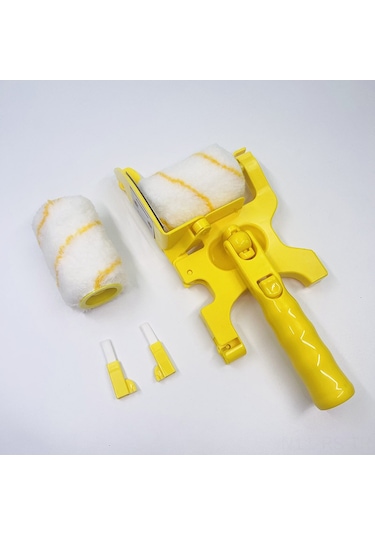 Reedark Duvar Boyama Aracı: Renk Ayrımı Rollü Fırça - Tüm Köşelerde Düz Uygulama, İnce Tüyler, Sarı Uzun Saplı Set 1 Fırça + 2 Rol + 2 Tüyler