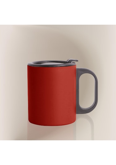Paslanmaz Çelik Mug, Paslanmaz Çelik Termos Bardak-300 Ml Kırmızı