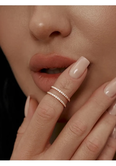 Zoloto Russkih 925 Ayar Gümüşten Çift Taraflı Altın Kaplama Parmak Ekleği Halkası 183657127 Gri