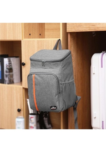 Fastbuy Gri 18l Sızdırmaz Yemek Sırt Çantası - Termal Piknik Çantası Gri