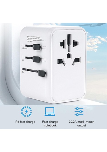Ht-301 Çok Yönlü Seyahat Adaptörü 35 Watt Type-c 4 Çıkışlı Duvar