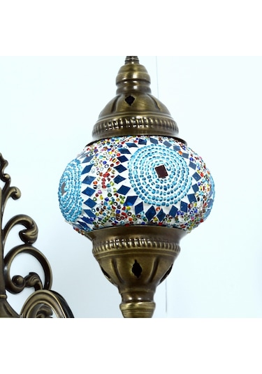 Dekoratif El Yapımı Hediyelik Mozaik Duvar Lambası Osmanlı v2