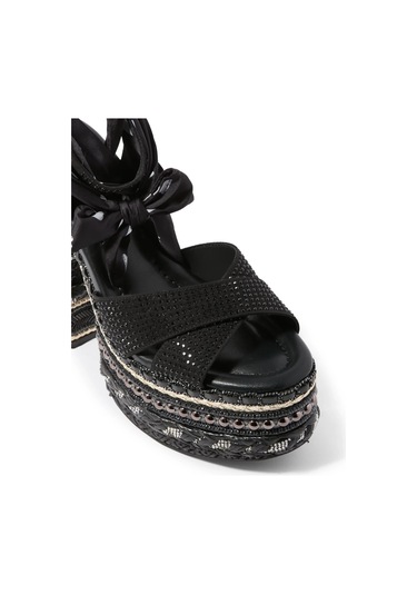 Kurt Geiger Chelsea Scarf 135 Lüks Tasarım, Kadın Platform Sandalet Siyah