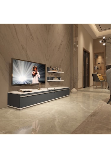 Decoraktiv Eko 4 Mdf Std Tv Ünitesi Tv Sehpası Beyaz - Antrasit