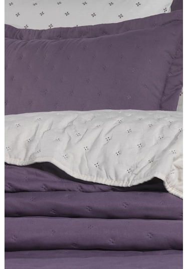 Washed Soft Çift Taraflı 6 Parça Çeyiz Seti Mürdüm Mürdüm