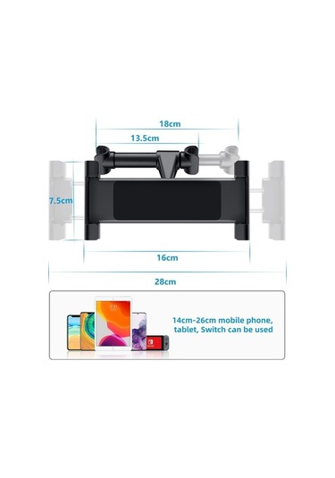 Wondernest Araba Koltuğu Teleskopik Braketi - Arka Yastık & Telefon Tutucu, 06 Yükseltme Sürümü Kırmızı Kırmızı