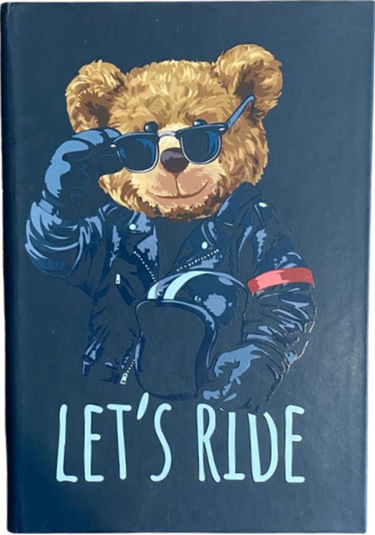 Let's Ride Mottolu Ayıcık Temalı Çizgisiz Defter Zamansız Ajanda Lacivert
