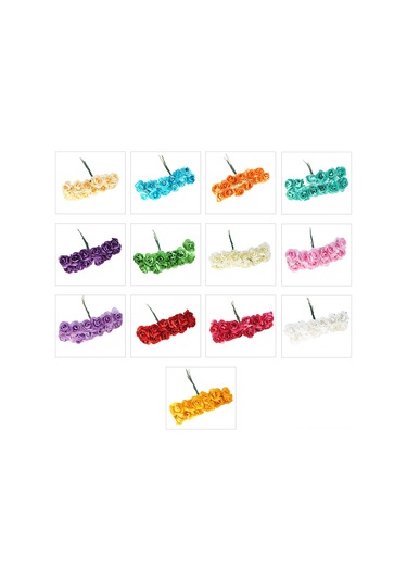 Hangfox El Yapımı Mor Kağıt Gülleri - 12 Demet 12 Adet/demet - 2.5 Cm Çaplı - Düğün, Parti Ve Dekorasyon İçin