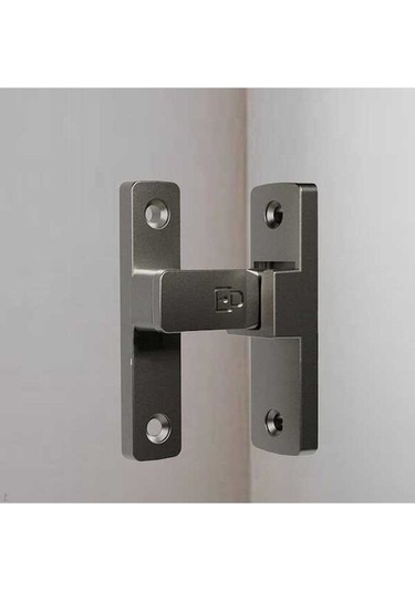 Jokmae Gri 90 Derece Kapı Mandalı - Metal Koruyucu, Katlanır 5x8.4cm