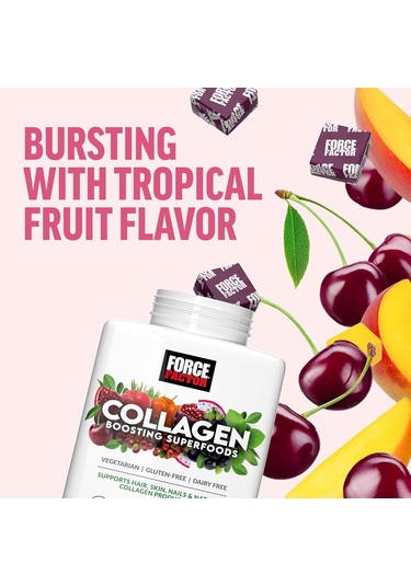 Force Factor Collagen Superfoods Women With Biotin Hyaluronic Acid And Vitamin C For Hair Skin Nails 60 Chews