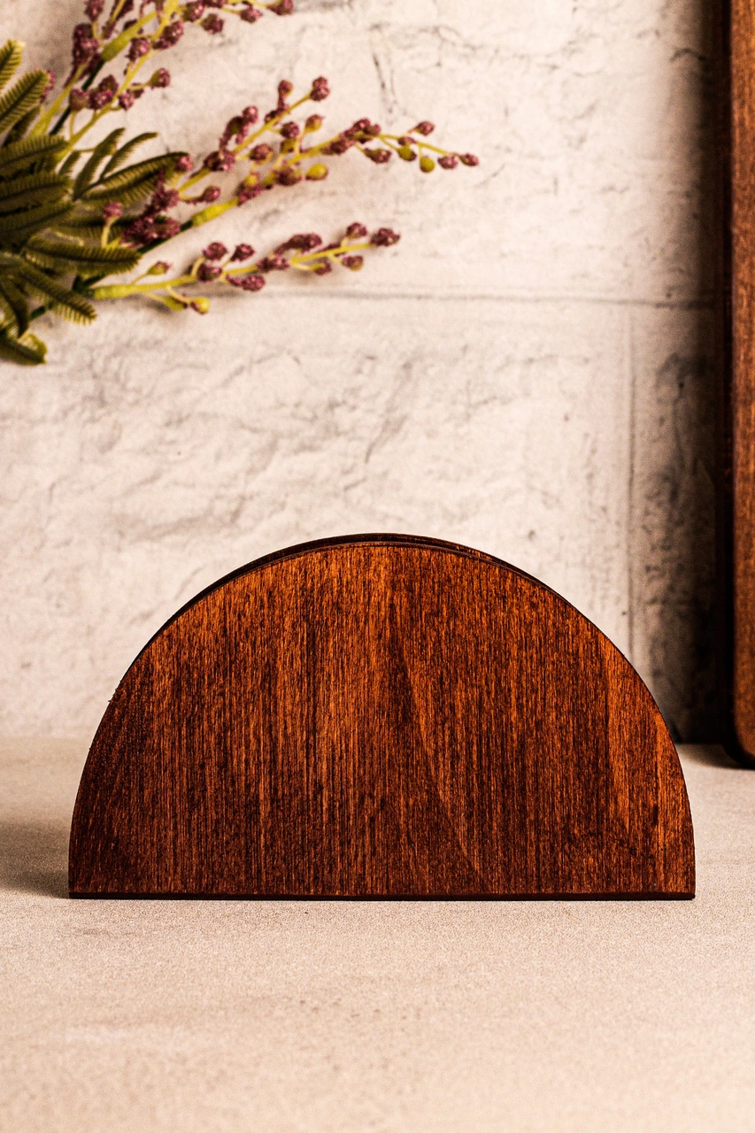 Snippy Maro - Ahşap Peçetelik Masaüstü Peçete Organizeri Kahverengi