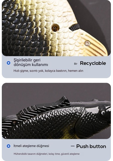 Jian Fan Levrekşeklindeki Ateşleme Tabancası, Garipçakmak, Şişme, Garip Gaz Sobası, Güveç Sobası, Çakmak Siyah