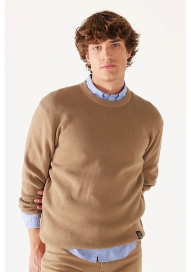 Wrangler Bisiklet Yaka Regular Fit Toprak Erkek Kazak W22210660 001