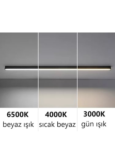 Linear 150cm Siyah Kasa Ledli Sarkıt Modern Led Avize, Salon, Mutfak, Masa Üstü Avize Aydınlatma Doğal