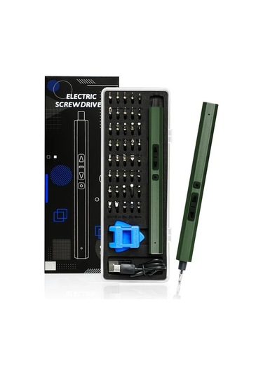 Honeybeeshop Mini Elektrikli Tornavida Seti 3 7v 46li Kablosuz S2 Celik Gümüş Yeşil Bilgisayar Tamir Aleti