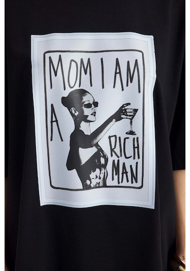 Mai Studıos Mai Studios Co. Rich Woman Oversize Siyah T-shirt SIYAH