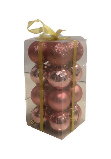 Yılbaşı Rose Top Ağaç Süsü 5 Cm Karma Set 16'lı