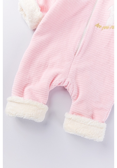 Tavşan Figürlü Kışlık Welsoft Kadife Astronot Kız/erkek Bebek Tulum 001