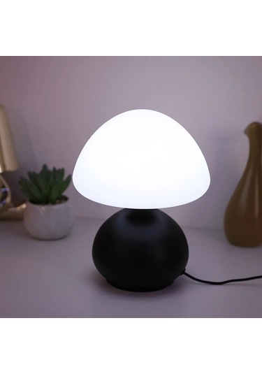 Willowhaven 1pc Simple Retro Siyah Top Mantar Masa Lambası, Usb Bağlantı, 3 Renk, Kısılabilir, Yatak Odası Ve Çalışma Odası Işık Füme