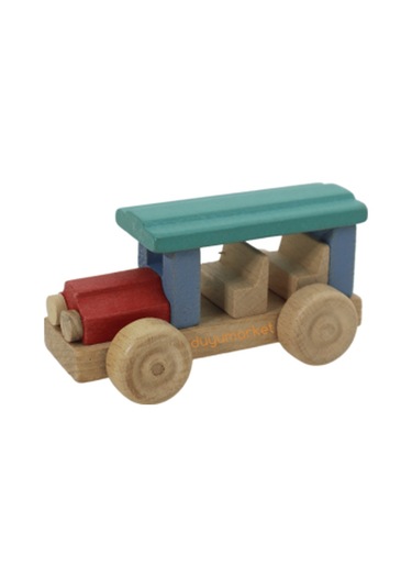 Garajlı Nostaljik Ahşap Araba - Mavi Araba Pembe Garaj