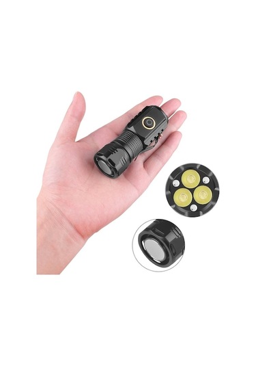 Ebitda 3led Tip-c Şarjlı Mini El Feneri, Usb İle Pil Gerekmez, 500 Lümen, Su Geçirmez, Kalem Klipsi Çok Renkli