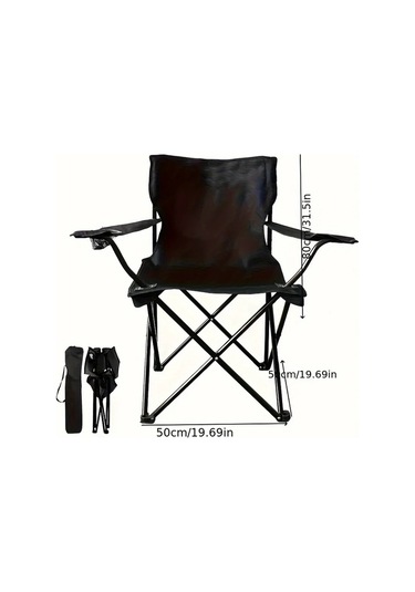 Gateesat Siyah Hafif Katlanır Plaj Sandalyesi Taşıma Çantası Ve Bardaklık Dayanıklı Çelik Siyah