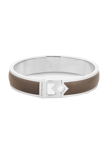 Montblanc Bangle Çelik Montblanc M Logo Mastik Deri 133126 Kahverengi